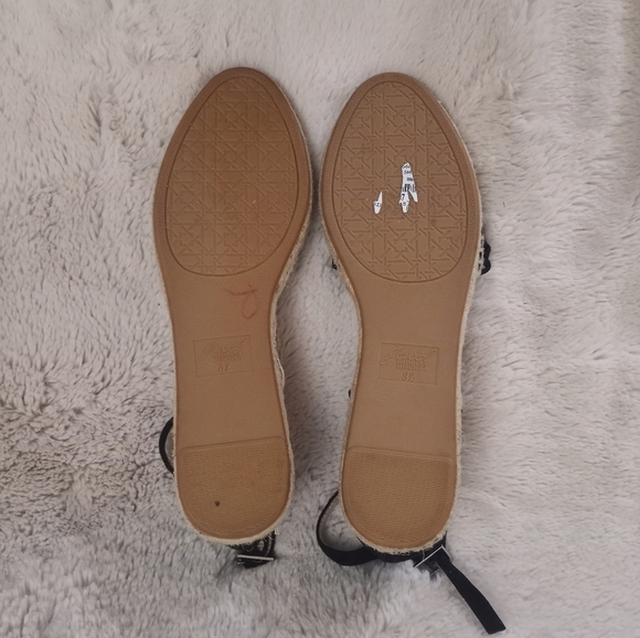 Jewel Badgley Mischka Black Suede Strappy Espadrilles with Buckle Ankle Strap - Picture 7 of 7